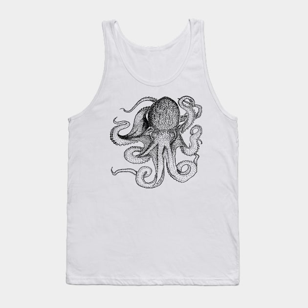 Octopus black line drawing Tank Top by ThistleRosep